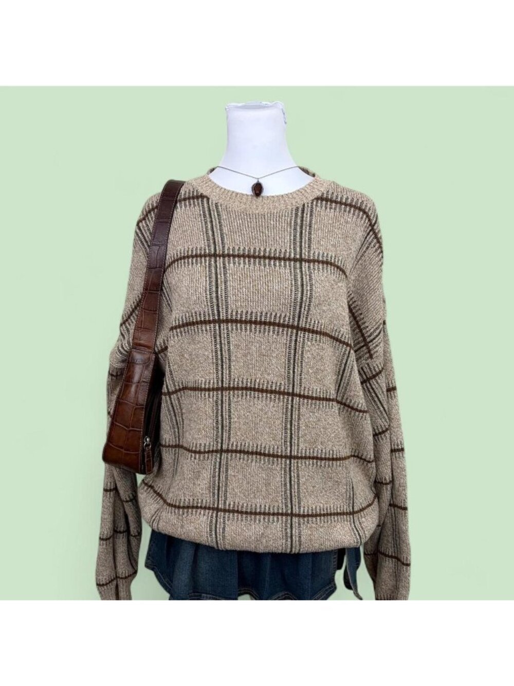 90s plaid earth tone preppy indie skater sweater